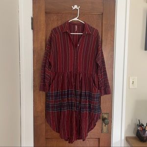 Free People Oversized Plaid Dress with Tie waist